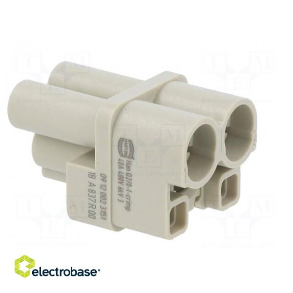 Connector: HDC | contact insert | female | Han Q | PIN: 3 | 2P+PE | 40A image 4