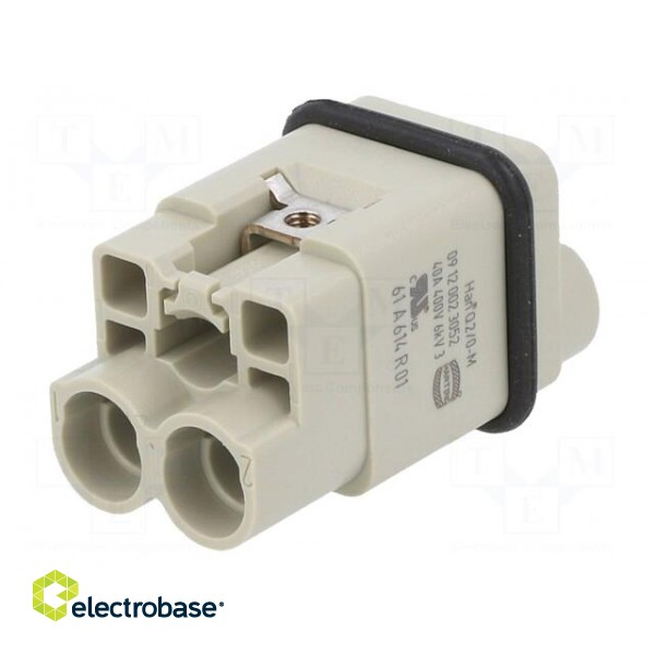 Connector: HDC | contact insert | male | Han Q | PIN: 3 | 2P+PE | size 3A image 2