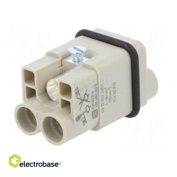 Connector: HDC | contact insert | male | Han Q | PIN: 3 | 2P+PE | size 3A image 6