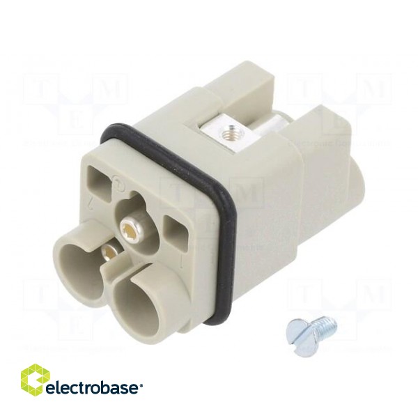 Connector: HDC | contact insert | male | Han Q | PIN: 3 | 2P+PE | size 3A image 1