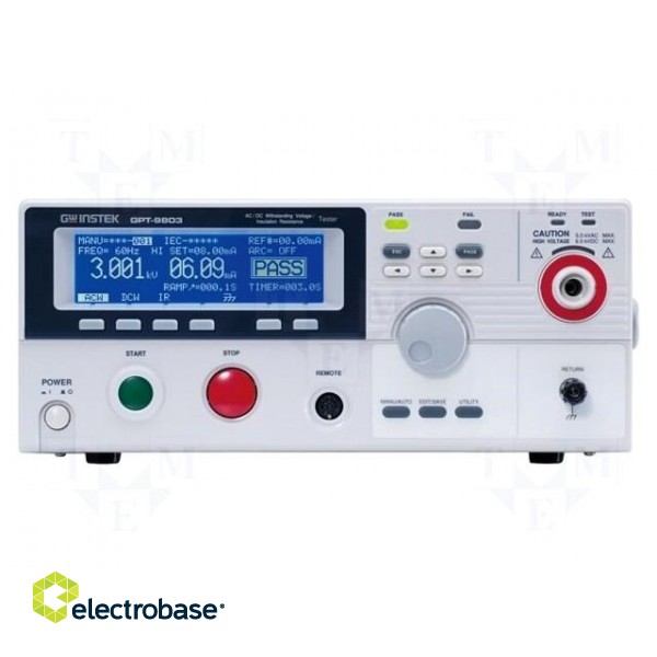 Meter: safety tester | LCD (240x64) | Utest: 0.1÷5kV | 50W | GPT-9800