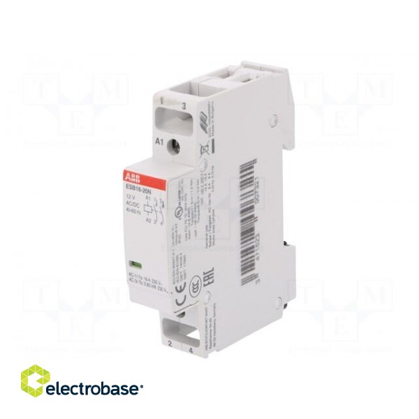 Contactor: 2-pole installation | 16A | 12VAC,12VDC | NO x2 | -25÷55°C image 1