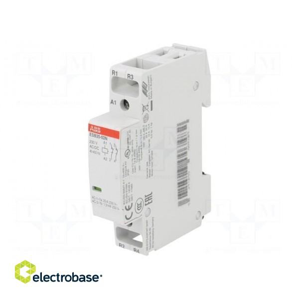 Contactor: 2-pole installation | NO x2 | 230VAC | 230VDC | 16A | DIN image 1