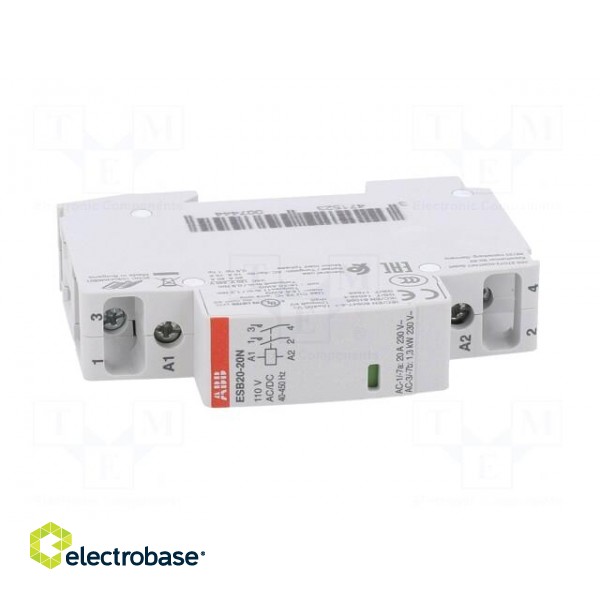 Contactor: 2-pole installation | 20A | 110VAC,110VDC | NO x2 image 9