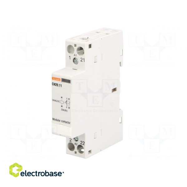 Contactor: 2-pole installation | NC + NO | 24VAC | 24VDC | 20A | DIN image 2