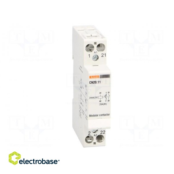 Contactor: 2-pole installation | NC + NO | 24VAC | 24VDC | 20A | DIN image 9