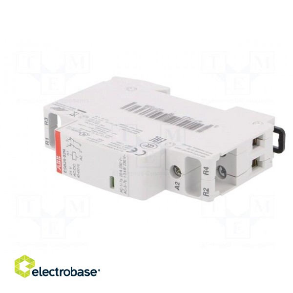 Contactor: 2-pole installation | NC x2 | 24VAC | 24VDC | 20A | DIN | ESB image 2