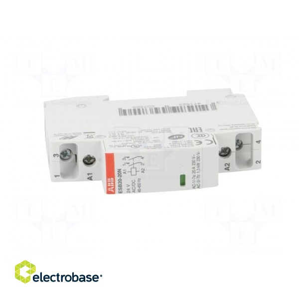 Contactor: 2-pole installation | NO x2 | 24VAC | 24VDC | 20A | DIN | ESB paveikslėlis 9