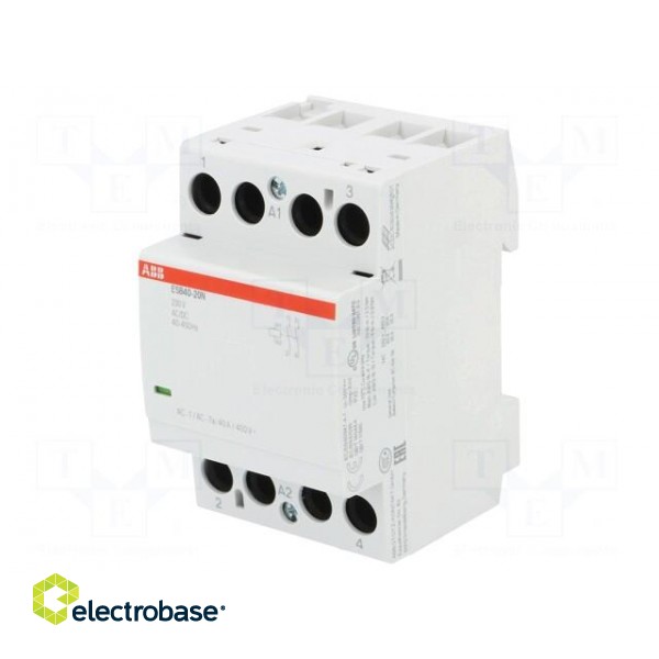 Contactor: 2-pole installation | 40A | 230VAC,230VDC | NO x2 image 1