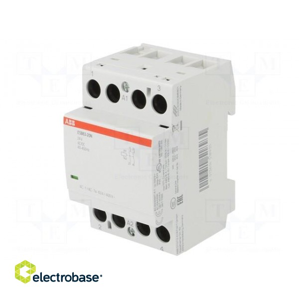 Contactor: 2-pole installation | NO x2 | 24VAC | 24VDC | 63A | DIN | ESB image 1