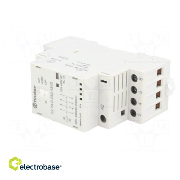 Relay: installation | monostable | NO x4 | Ucoil: 230VAC | 25A | IP20 фото 2