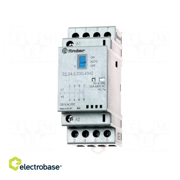Relay: installation | monostable | NO x4 | Ucoil: 230VAC | 25A | IP20 фото 1