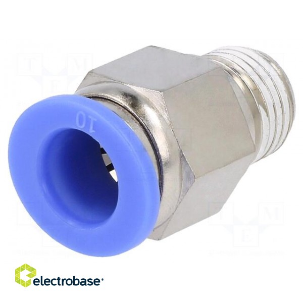 Push-in fitting | straight | -0.95÷15bar | nickel plated brass image 1