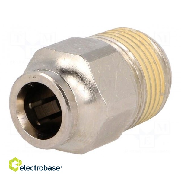Push-in fitting | straight | nickel plated brass | Thread: BSP 3/8" image 1