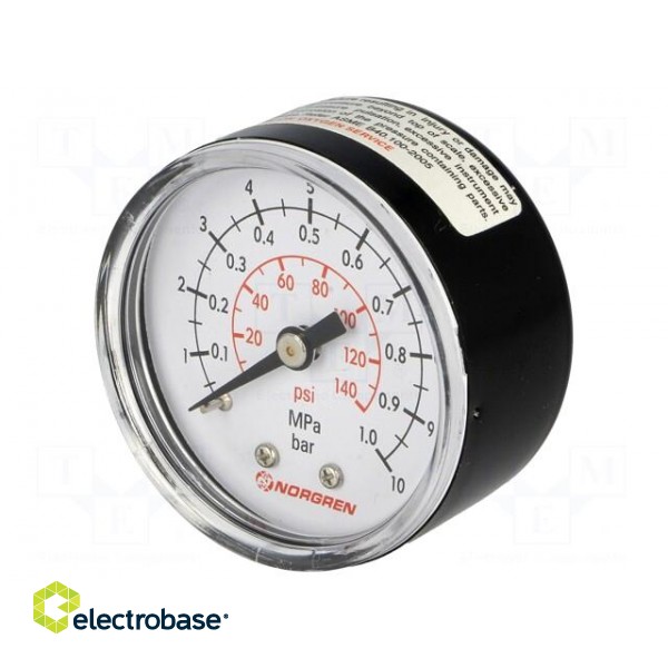 Manometer | BSP 1/8" | outside | Working pressure: 0÷10bar | Ø: 50mm image 1