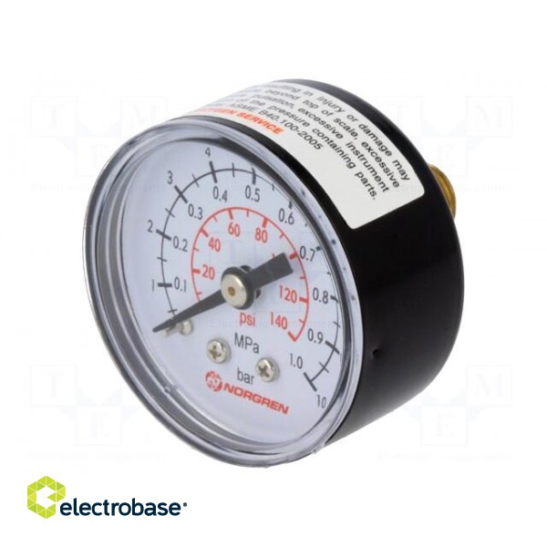 Manometer | BSP 1/8" | outside | Working pressure: 0÷10bar | Ø: 40mm image 1