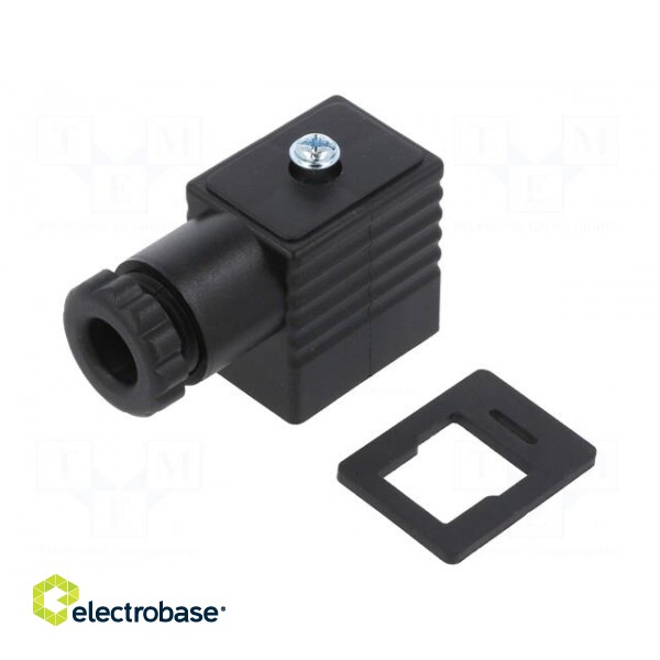 Plug for coil | PIN: 3 | black | 0÷230V | IP65 | A: 20.8mm | B: 28.5mm фото 1