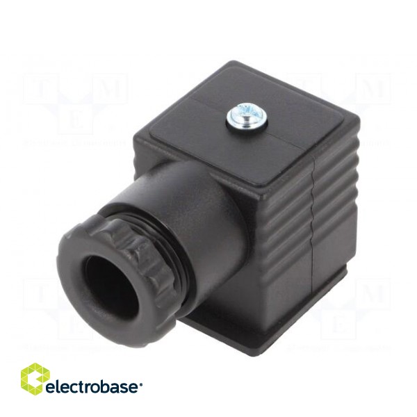 Plug for coil | PIN: 3 | black | 0÷230V | IP65 | A: 27mm | B: 28mm | C: 27mm paveikslėlis 1