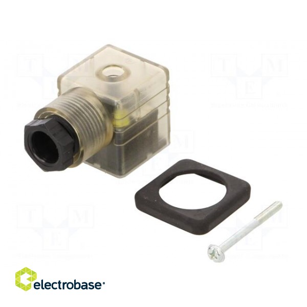Plug for coil | PIN: 3 | natural (transparent) | 230V | A: 27mm | B: 28mm paveikslėlis 1