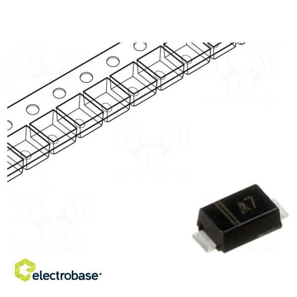 Diode: rectifying | SMD | 1kV | 1A | SOD123F | Ufmax: 1.1V | Ir: 5uA