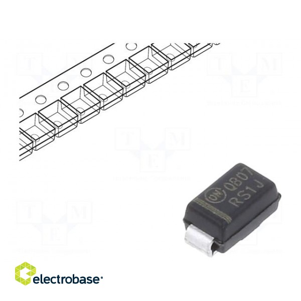 Diode: rectifying | SMD | 600V | 1A | 250ns | DO214AC,SMA | Ufmax: 1.3V