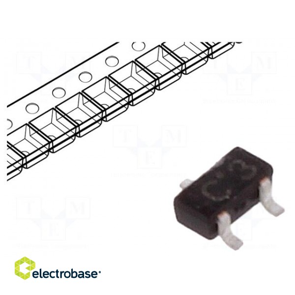 Transistor: NPN | bipolar | BRT | 50V | 0.1A | 0.2W | SC75 | R1: 47kΩ