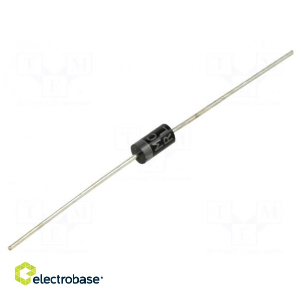 Diode: rectifying | THT | 200V | 2A | reel,tape | Ifsm: 60A | DO15 | Ir: 50uA