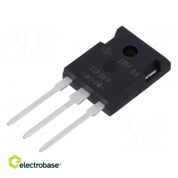 Diode: rectifying | THT | 300V | 15Ax2 | tube | Ifsm: 300A | TO247AD-3