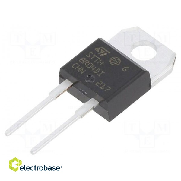 Diode: rectifying | THT | 400V | 8A | tube | Ifsm: 120A | TO220ACIns | 25ns