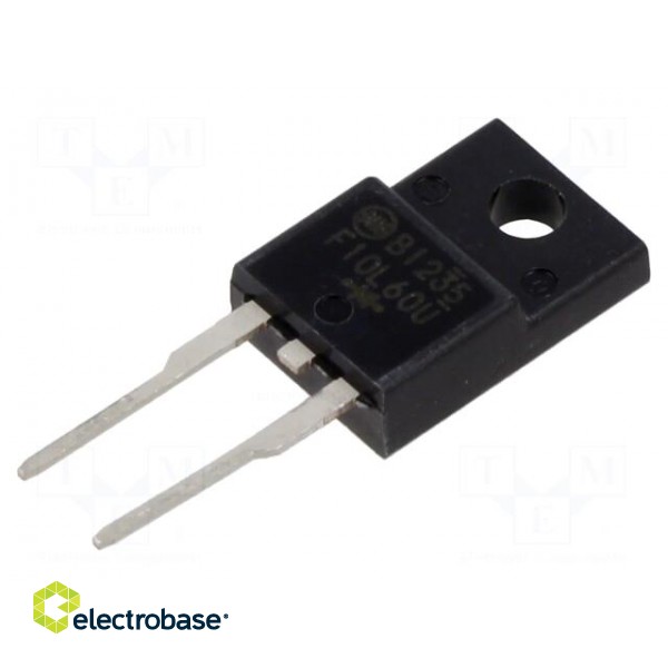 Diode: rectifying | THT | 600V | 10A | Ifsm: 120A | FTO220 | Ufmax: 3V | 25ns