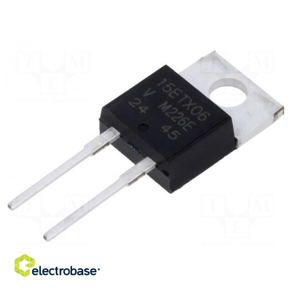 Diode: rectifying | THT | 600V | 15A | tube | Ifsm: 170A | TO220AC | 52ns