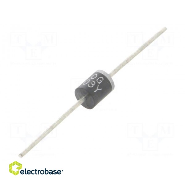 Diode: rectifying | THT | 600V | 6A | reel,tape | Ifsm: 250A | R6 | Ufmax: 1V