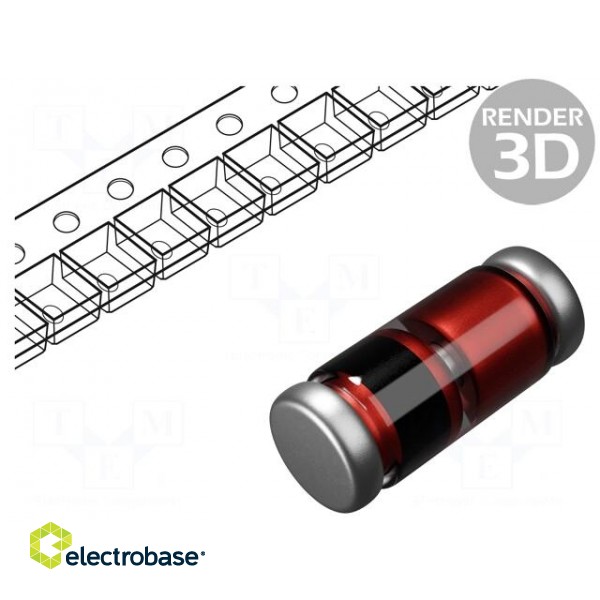 Diode: Zener | 0.5W | 3V | 5mA | SMD | reel,tape | MiniMELF glass | Ir: 4uA