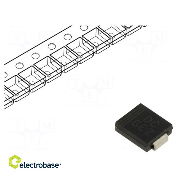 Diode: TVS | 1.5kW | 26.7V | 38.6A | unidirectional | SMC | reel,tape