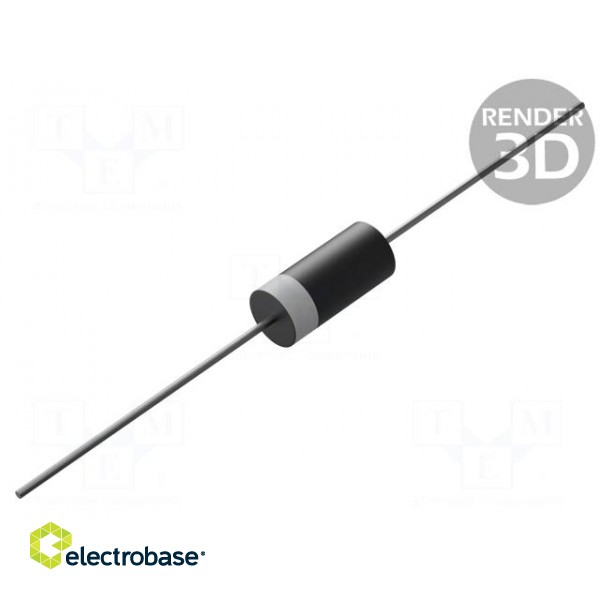 Diode: rectifying | THT | 800V | 2A | Ammo Pack | Ifsm: 70A | DO15 | 500ns