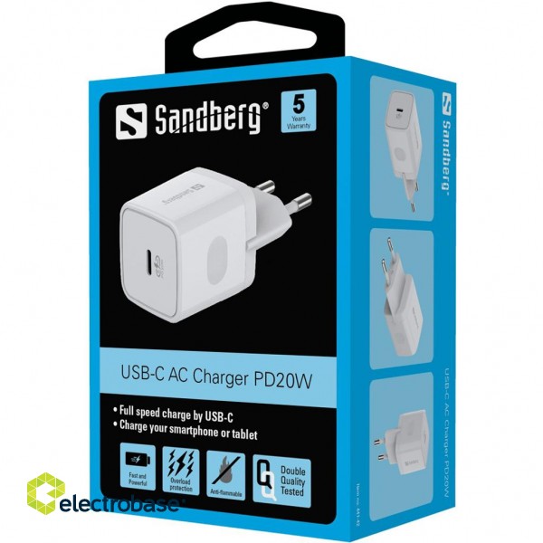 Sandberg 441-42 USB-C AC Charger PD20W paveikslėlis 5