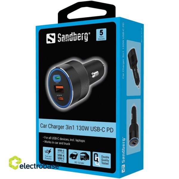 Sandberg 441-49 Car Charger 3in1 130W USB-C PD image 7