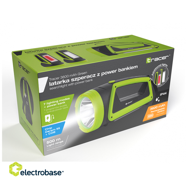 Tracer 46894 Search light 3600mAh green with power bank paveikslėlis 7