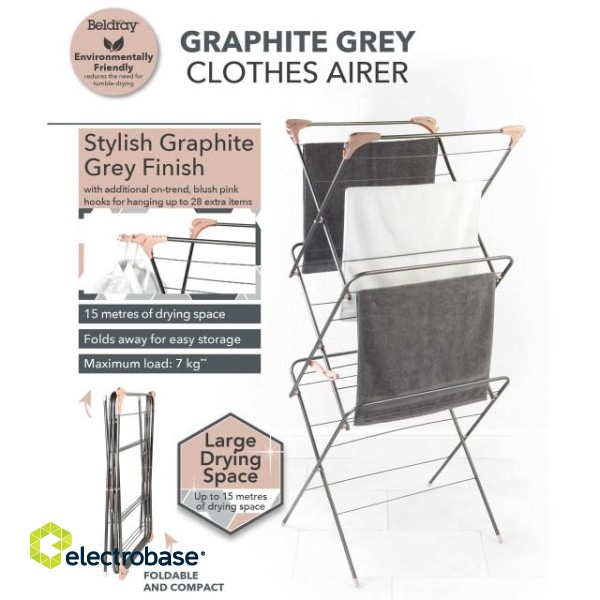 Beldray LA072498GRYXFEU7 Graphite grey Elegant 3-tier airer фото 8