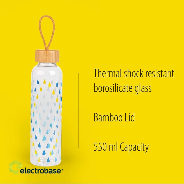 Cambridge CM06991 Raindrops Glass Bottle 550ml with Bamboo Lid paveikslėlis 9