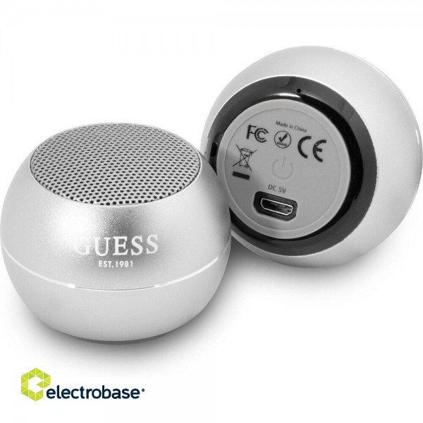 Guess Mini Bluetooth Speaker 3W 4H Silver image 3