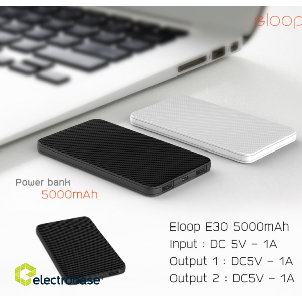 Eloop E30 Mobile Power Bank 5000mAh black paveikslėlis 6