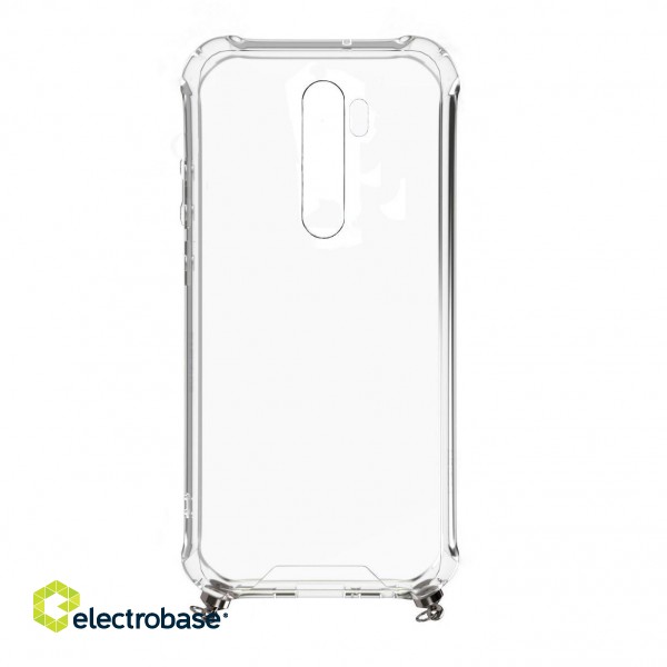 Xiaomi Note 8 Pro Silicone TPU Transparent with Necklace Strap Silver paveikslėlis 1