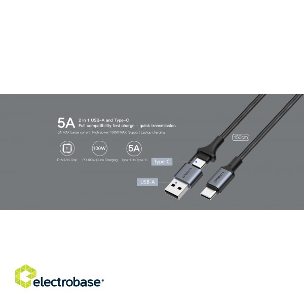 Orsen S8 2-IN-1 USB and Type-C 5A 1.5m black image 2
