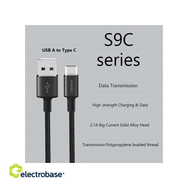 Orsen S9C USB A and Type C 2.1A 1m black paveikslėlis 4