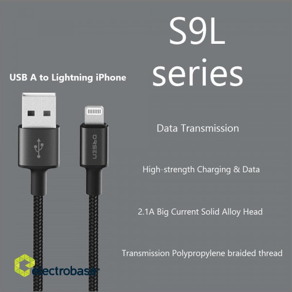 Orsen S9L USB A and Lightning 2.1A 1m black image 3