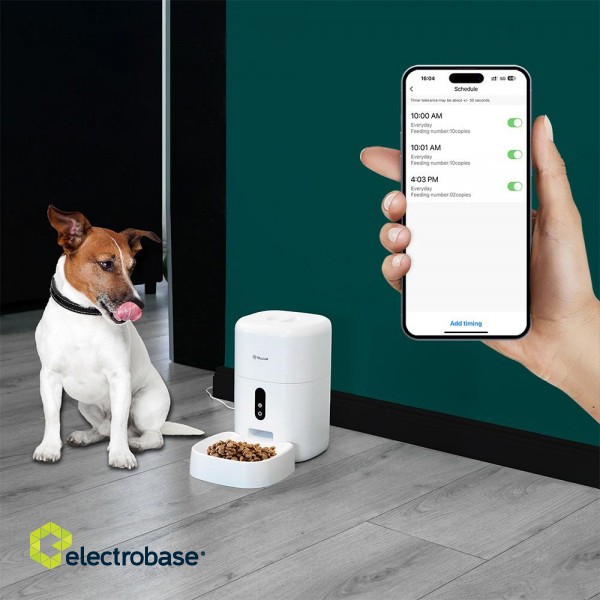 Tellur Smart WiFi Pet Feeder, UltraHD Camera, 4L white paveikslėlis 6