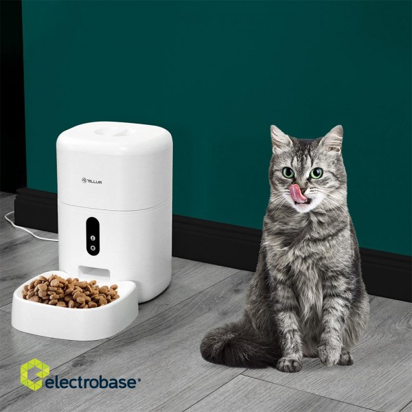 Tellur Smart WiFi Pet Feeder, UltraHD Camera, 4L white paveikslėlis 8