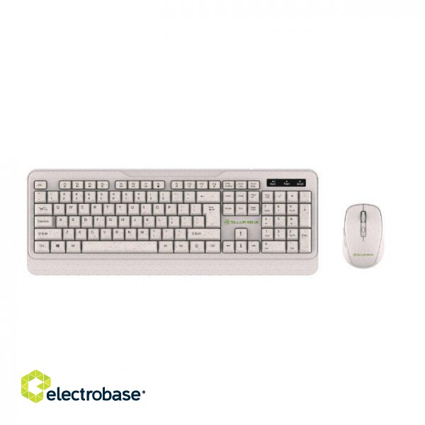 Tellur Green Wireless Keyboard and Mouse Nano Recever Creame image 1