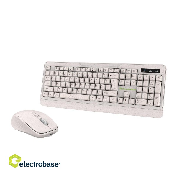 Tellur Green Wireless Keyboard and Mouse Nano Recever Creame image 2